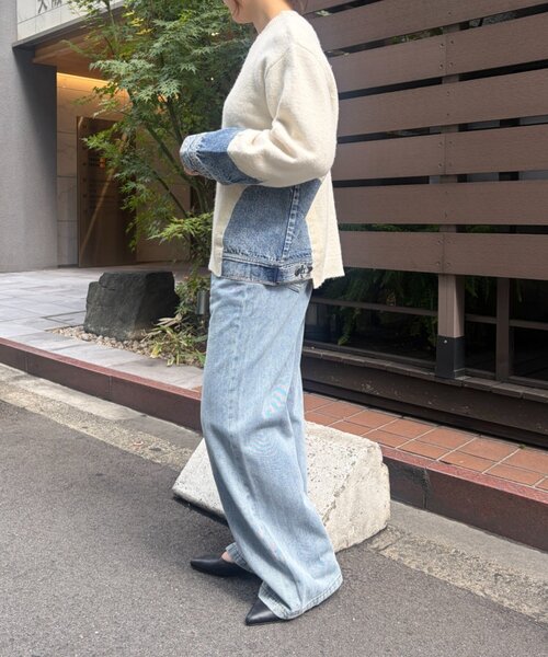 Jena espace merveilleux(ジェナ エスパスメルヴェイユ)の「デニムドッキングニット 秋服(ニット/セーター・レディース・アイボリー/グレー・FREE)」の6枚目の写真