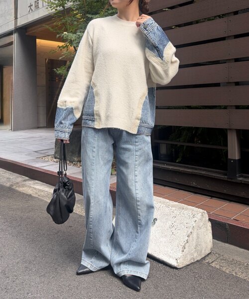 Jena espace merveilleux(ジェナ エスパスメルヴェイユ)の「デニムドッキングニット 秋服(ニット/セーター・レディース・アイボリー/グレー・FREE)」の15枚目の写真