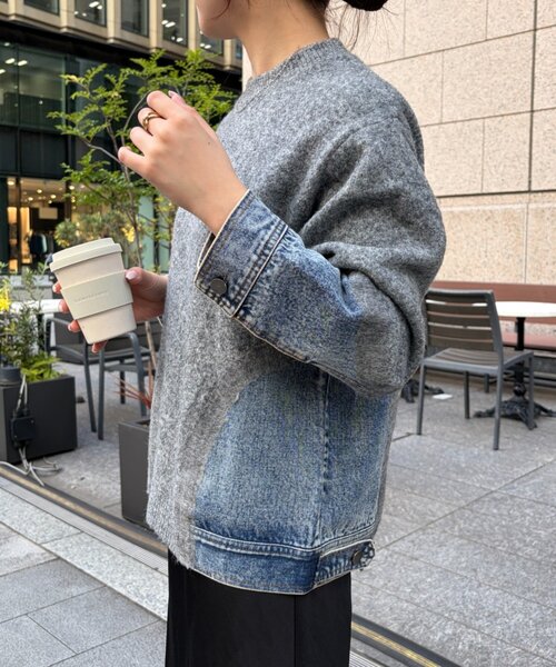 Jena espace merveilleux(ジェナ エスパスメルヴェイユ)の「デニムドッキングニット 秋服(ニット/セーター・レディース・アイボリー/グレー・FREE)」の12枚目の写真
