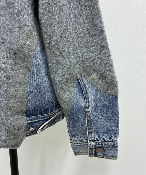 Jena espace merveilleux(ジェナ エスパスメルヴェイユ)の「デニムドッキングニット 秋服(ニット/セーター・レディース・アイボリー/グレー・FREE)」の3枚目の写真