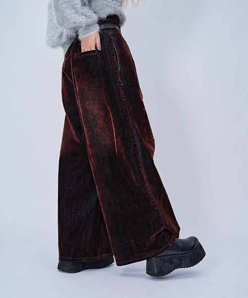 HARE(ハレ)の「【Lサイズ展開あり】ダブルウエストフロッキーデニムパンツ(HARE)(デニムパンツ・レディース・ブラック/パープル/ボルドー・LARGE/FREE)」の13枚目の写真