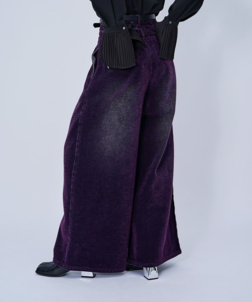 HARE(ハレ)の「【Lサイズ展開あり】ダブルウエストフロッキーデニムパンツ(HARE)(デニムパンツ・レディース・ブラック/パープル/ボルドー・LARGE/FREE)」の17枚目の写真