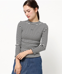X-girl | RIB BOTTLE NECK L/S TOPS /トップス/ハイネック/タートルネック/ボトルネック/リブ/シンプル/ロゴ(Tシャツ/カットソー)