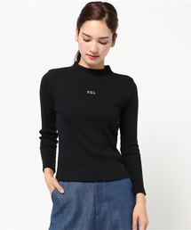 X-girl | RIB BOTTLE NECK L/S TOPS /トップス/ハイネック/タートルネック/ボトルネック/リブ/シンプル/ロゴ(Tシャツ/カットソー)