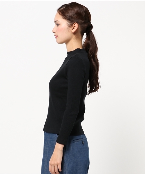 X-girl(エックスガール)の「RIB BOTTLE NECK L/S TOPS /トップス/ハイネック/タートルネック/ボトルネック/リブ/シンプル/ロゴ(Tシャツ/カットソー・レディース・マルチ/ホワイト/ピンク/ブラック・1/2)」の6枚目の写真