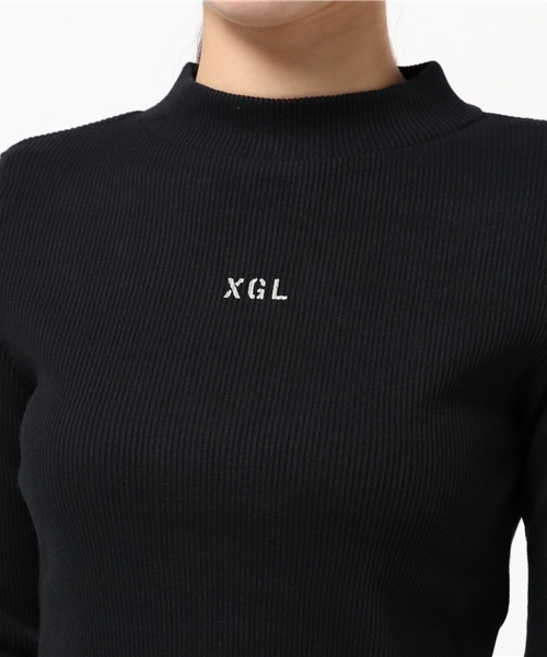 X-girl(エックスガール)の「RIB BOTTLE NECK L/S TOPS /トップス/ハイネック/タートルネック/ボトルネック/リブ/シンプル/ロゴ(Tシャツ/カットソー・レディース・マルチ/ホワイト/ピンク/ブラック・1/2)」の8枚目の写真