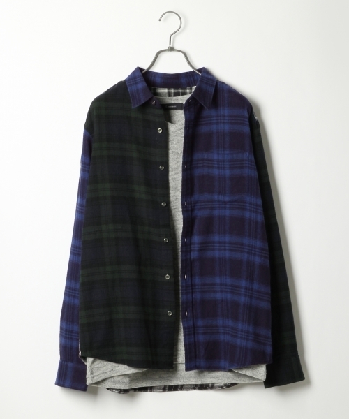 RAGEBLUE（レイジブルー）の「起毛チェックシャツ/733811（シャツ/ブラウス・メンズ・グレー系その他/ブルー/キャメル/レッド系その他/グリーン/ベージュ/レッド・LARGE/MEDIUM/X-LARGE/SMALL）」の5枚目の写真