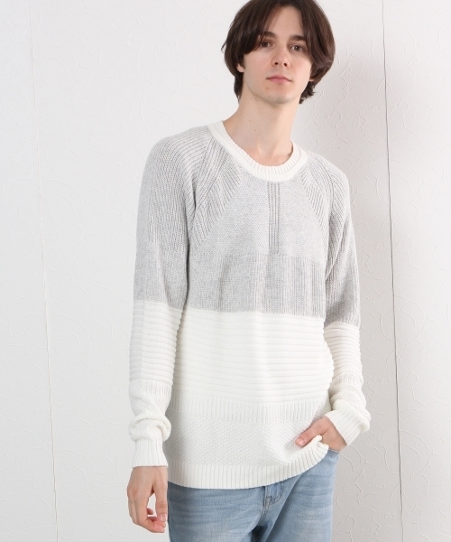 GLOBAL WORK（グローバルワーク）の「７ゲージストラクチャーＭＩＸプルオーバー/727623（ニット/セーター・メンズ・ブラック/ホワイト/グレー/ベージュ/ネイビー・X-LARGE/LARGE/MEDIUM/SMALL）」の3枚目の写真