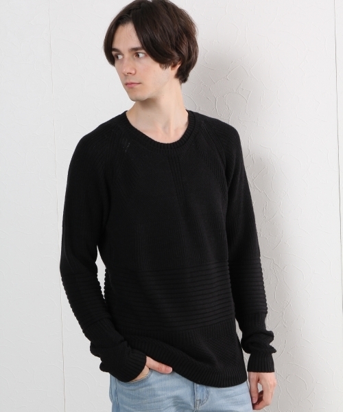 GLOBAL WORK（グローバルワーク）の「７ゲージストラクチャーＭＩＸプルオーバー/727623（ニット/セーター・メンズ・ブラック/ホワイト/グレー/ベージュ/ネイビー・X-LARGE/LARGE/MEDIUM/SMALL）」の2枚目の写真