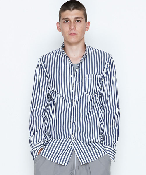 NUMBER (N)INE（ナンバーナイン）の「BAND COLLAR FLY FRONT SHIRTS_STRIPE（シャツ/ブラウス・メンズ・ホワイト×ネイビー/ブラック×グレー/マルチ/ネイビー・3/4/2）」の16枚目の写真
