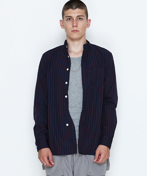 NUMBER (N)INE（ナンバーナイン）の「BAND COLLAR FLY FRONT SHIRTS_STRIPE（シャツ/ブラウス・メンズ・ホワイト×ネイビー/ブラック×グレー/マルチ/ネイビー・3/4/2）」の18枚目の写真