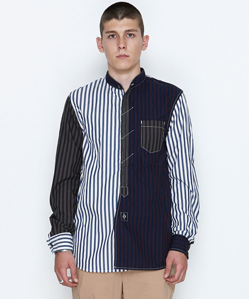NUMBER (N)INE（ナンバーナイン）の「BAND COLLAR FLY FRONT SHIRTS_STRIPE（シャツ/ブラウス・メンズ・ホワイト×ネイビー/ブラック×グレー/マルチ/ネイビー・3/4/2）」の15枚目の写真