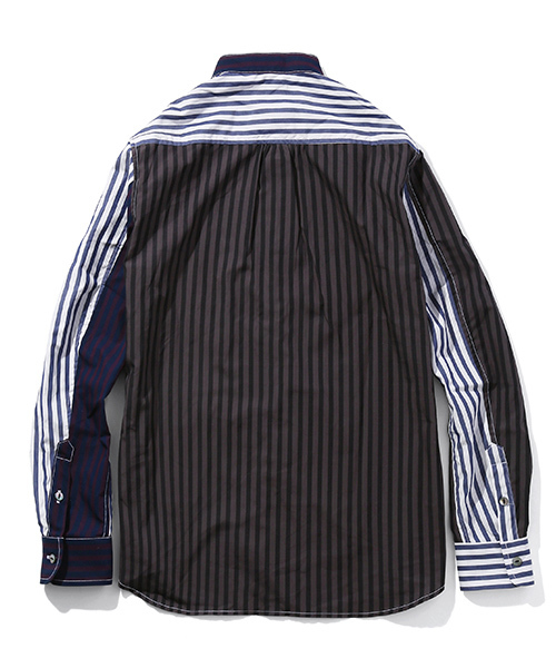 NUMBER (N)INE（ナンバーナイン）の「BAND COLLAR FLY FRONT SHIRTS_STRIPE（シャツ/ブラウス・メンズ・ホワイト×ネイビー/ブラック×グレー/マルチ/ネイビー・3/4/2）」の14枚目の写真