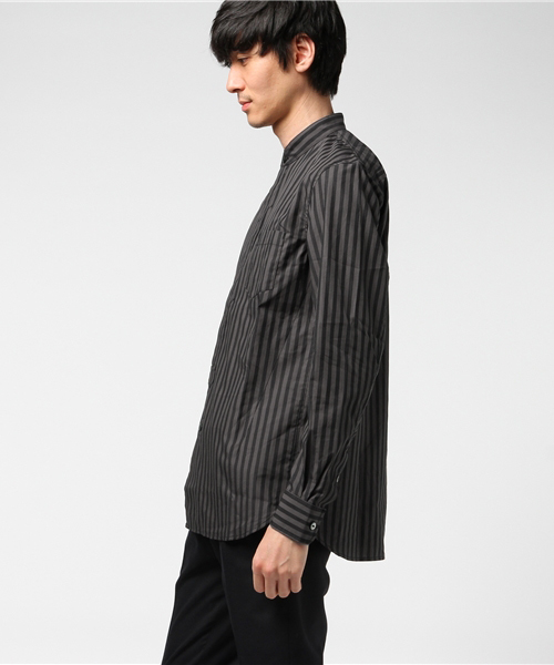NUMBER (N)INE（ナンバーナイン）の「BAND COLLAR FLY FRONT SHIRTS_STRIPE（シャツ/ブラウス・メンズ・ホワイト×ネイビー/ブラック×グレー/マルチ/ネイビー・3/4/2）」の5枚目の写真