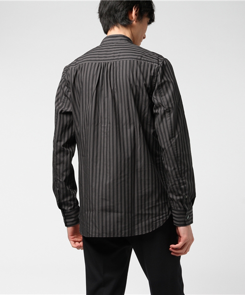 NUMBER (N)INE（ナンバーナイン）の「BAND COLLAR FLY FRONT SHIRTS_STRIPE（シャツ/ブラウス・メンズ・ホワイト×ネイビー/ブラック×グレー/マルチ/ネイビー・3/4/2）」の6枚目の写真