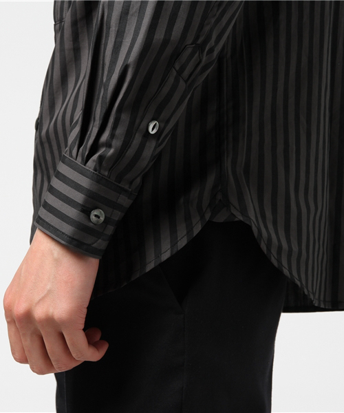 NUMBER (N)INE（ナンバーナイン）の「BAND COLLAR FLY FRONT SHIRTS_STRIPE（シャツ/ブラウス・メンズ・ホワイト×ネイビー/ブラック×グレー/マルチ/ネイビー・3/4/2）」の8枚目の写真