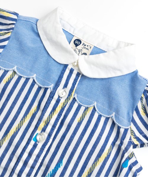 Petit jam（プチジャム）の「ストローストライプのシャツブラウス（シャツ/ブラウス・キッズ・イエロー/ブルー・90/95/100/120/110/130/80）」の7枚目の写真