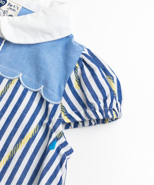 Petit jam（プチジャム）の「ストローストライプのシャツブラウス（シャツ/ブラウス・キッズ・イエロー/ブルー・90/95/100/120/110/130/80）」の8枚目の写真