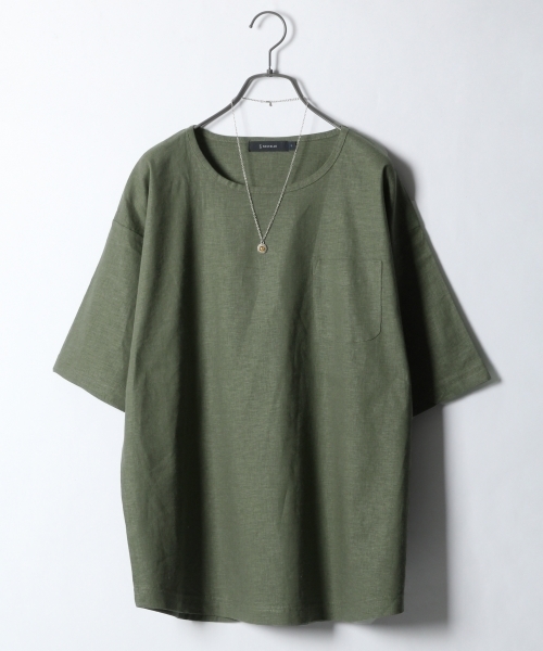 RAGEBLUE(レイジブルー)の「リネン混ストレッチプルオーバーシャツ/757934(シャツ/ブラウス・メンズ・ネイビー/グリーン/ピンク/ホワイト・MEDIUM/LARGE/SMALL)」の3枚目の写真