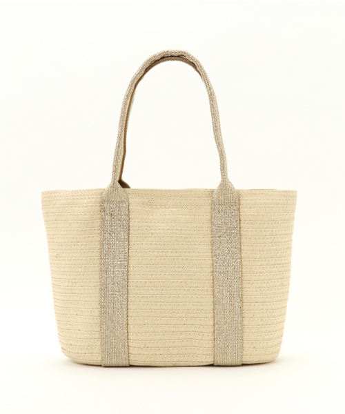 LBC（エルビーシー）の「ラメテープ雑材バッグ            （かごバッグ・レディース・グレー/ベージュ・FREE）」の2枚目の写真