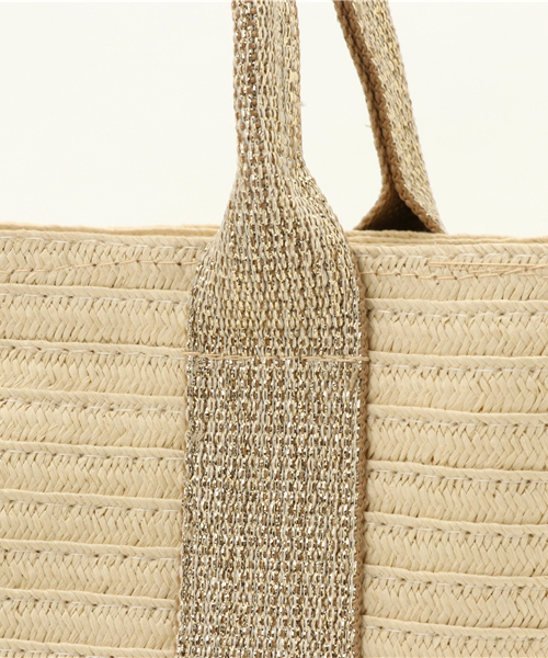 LBC（エルビーシー）の「ラメテープ雑材バッグ            （かごバッグ・レディース・グレー/ベージュ・FREE）」の5枚目の写真