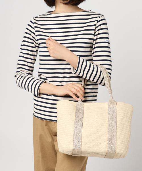 LBC（エルビーシー）の「ラメテープ雑材バッグ            （かごバッグ・レディース・グレー/ベージュ・FREE）」の3枚目の写真