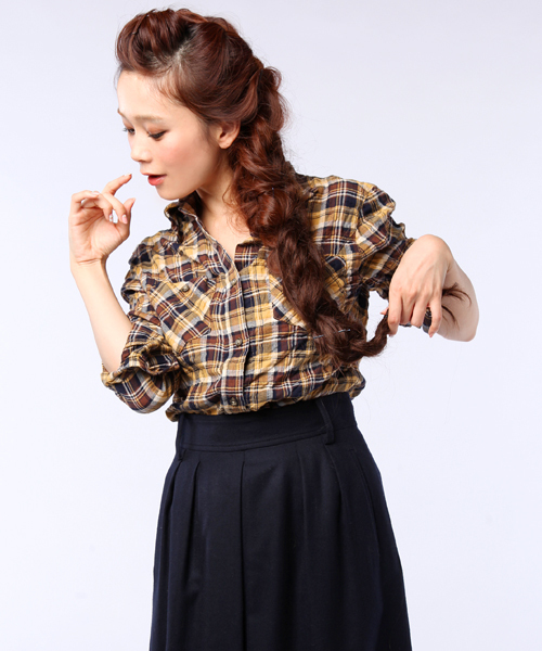 SHIPS for women（シップスフォーウィメン）の「CHECK SHIRT（シャツ/ブラウス・レディース・ベージュ/レッド/イエロー/ネイビー・ONE SIZE）」の3枚目の写真