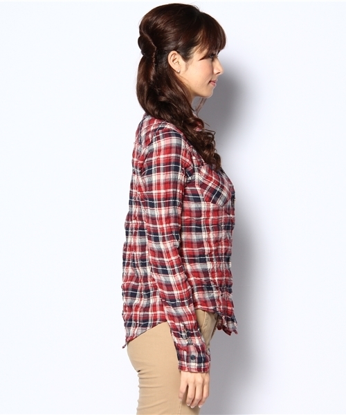 SHIPS for women（シップスフォーウィメン）の「CHECK SHIRT（シャツ/ブラウス・レディース・ベージュ/レッド/イエロー/ネイビー・ONE SIZE）」の6枚目の写真