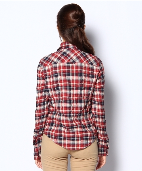 SHIPS for women（シップスフォーウィメン）の「CHECK SHIRT（シャツ/ブラウス・レディース・ベージュ/レッド/イエロー/ネイビー・ONE SIZE）」の7枚目の写真