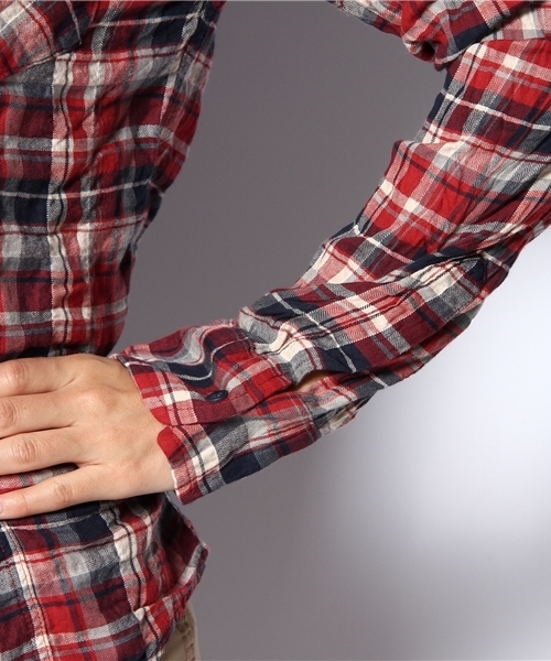 SHIPS for women（シップスフォーウィメン）の「CHECK SHIRT（シャツ/ブラウス・レディース・ベージュ/レッド/イエロー/ネイビー・ONE SIZE）」の9枚目の写真