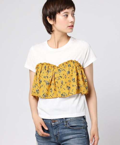 Honeys（ハニーズ）の「ビスチェ風Ｔシャツ（Tシャツ/カットソー・レディース・ホワイト×ホワイト/ホワイト×ブラック/ホワイト×イエロー/ホワイト×ネイビー・L/M）」の17枚目の写真