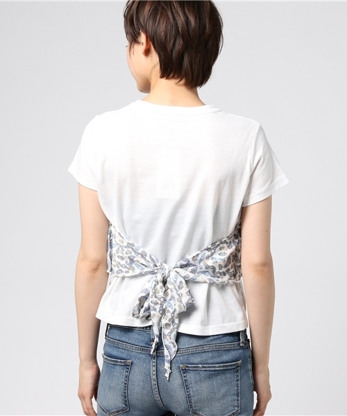 Honeys（ハニーズ）の「ビスチェ風Ｔシャツ（Tシャツ/カットソー・レディース・ホワイト×ホワイト/ホワイト×ブラック/ホワイト×イエロー/ホワイト×ネイビー・L/M）」の7枚目の写真