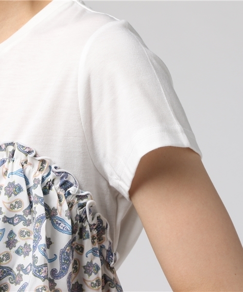 Honeys（ハニーズ）の「ビスチェ風Ｔシャツ（Tシャツ/カットソー・レディース・ホワイト×ホワイト/ホワイト×ブラック/ホワイト×イエロー/ホワイト×ネイビー・L/M）」の9枚目の写真