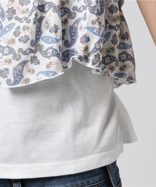 Honeys（ハニーズ）の「ビスチェ風Ｔシャツ（Tシャツ/カットソー・レディース・ホワイト×ホワイト/ホワイト×ブラック/ホワイト×イエロー/ホワイト×ネイビー・L/M）」の10枚目の写真