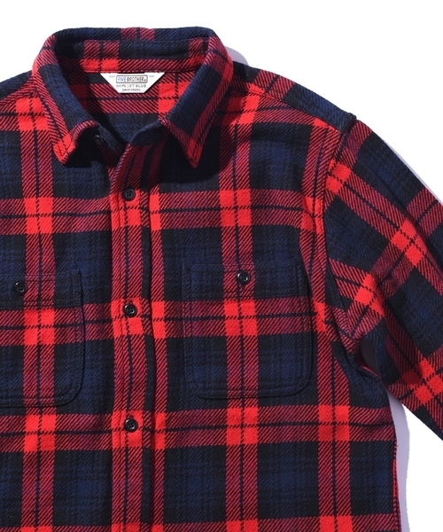 SHIPS JET BLUE（シップスジェットブルー）の「SHIPS JET BLUE: 【FIVE BROTHER】ヘビーネルシャツ◇（シャツ/ブラウス・メンズ・グリーン/オリーブ/ブルー/レッド・MEDIUM/X-LARGE/SMALL/LARGE）」の8枚目の写真