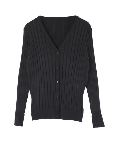 UR'S（ユアーズ）の「Vネックリブニットカーディガン（カーディガン/ボレロ・レディース・カーキ/ブラック/キャメル/ブラウン/杢グレー/パープル/アイボリー/ブルー/イエロー・M/S/L）」の22枚目の写真