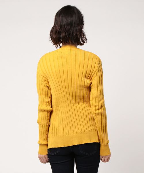 UR'S（ユアーズ）の「Vネックリブニットカーディガン（カーディガン/ボレロ・レディース・カーキ/ブラック/キャメル/ブラウン/杢グレー/パープル/アイボリー/ブルー/イエロー・M/S/L）」の16枚目の写真