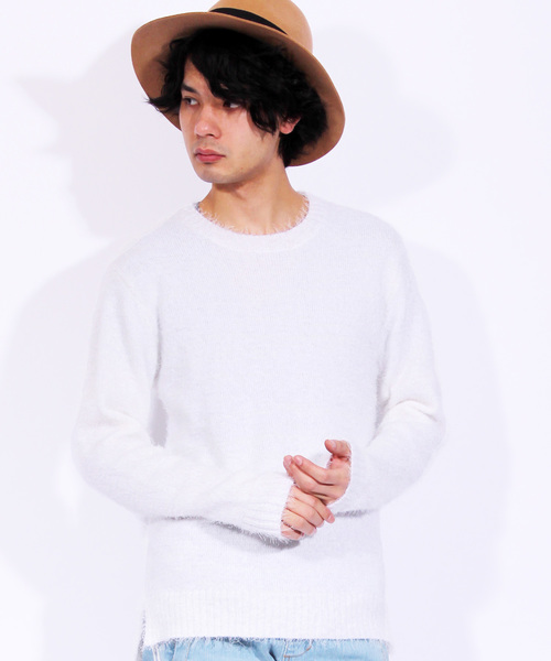 ８(eight)（エイト）の「フェザーヤーン ニットセーター ボーダー（ニット/セーター・メンズ・ホワイト/ブラック/グレー/ブラック×グレー/ブラック×レッド・MEDIUM/LARGE/X-LARGE）」の2枚目の写真