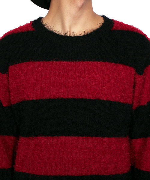 ８(eight)（エイト）の「フェザーヤーン ニットセーター ボーダー（ニット/セーター・メンズ・ホワイト/ブラック/グレー/ブラック×グレー/ブラック×レッド・MEDIUM/LARGE/X-LARGE）」の6枚目の写真