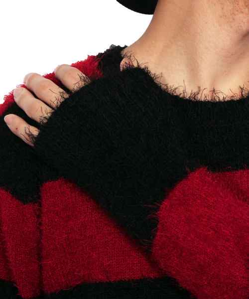 ８(eight)（エイト）の「フェザーヤーン ニットセーター ボーダー（ニット/セーター・メンズ・ホワイト/ブラック/グレー/ブラック×グレー/ブラック×レッド・MEDIUM/LARGE/X-LARGE）」の10枚目の写真