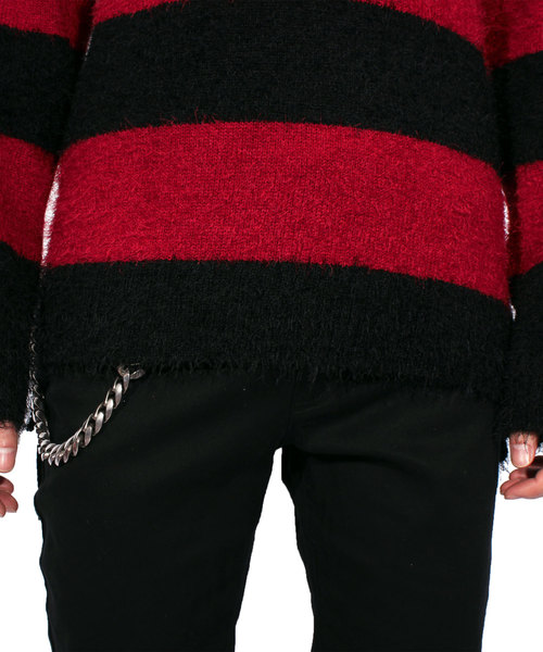 ８(eight)（エイト）の「フェザーヤーン ニットセーター ボーダー（ニット/セーター・メンズ・ホワイト/ブラック/グレー/ブラック×グレー/ブラック×レッド・MEDIUM/LARGE/X-LARGE）」の11枚目の写真
