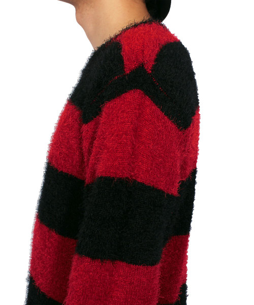 ８(eight)（エイト）の「フェザーヤーン ニットセーター ボーダー（ニット/セーター・メンズ・ホワイト/ブラック/グレー/ブラック×グレー/ブラック×レッド・MEDIUM/LARGE/X-LARGE）」の12枚目の写真