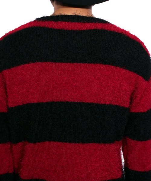 ８(eight)（エイト）の「フェザーヤーン ニットセーター ボーダー（ニット/セーター・メンズ・ホワイト/ブラック/グレー/ブラック×グレー/ブラック×レッド・MEDIUM/LARGE/X-LARGE）」の14枚目の写真