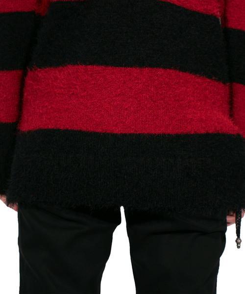 ８(eight)（エイト）の「フェザーヤーン ニットセーター ボーダー（ニット/セーター・メンズ・ホワイト/ブラック/グレー/ブラック×グレー/ブラック×レッド・MEDIUM/LARGE/X-LARGE）」の15枚目の写真