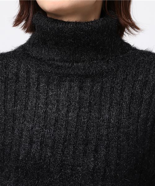 PUNYUS（プニュズ）の「タートルネックシャギーニット（ニット/セーター・レディース・ブラック/ネイビー/ブラウン/レッド・1/2/3/4）」の13枚目の写真