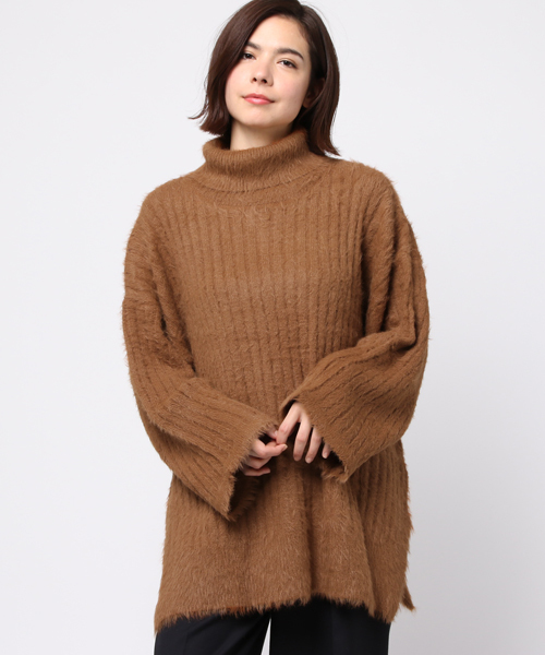 PUNYUS（プニュズ）の「タートルネックシャギーニット（ニット/セーター・レディース・ブラック/ネイビー/ブラウン/レッド・1/2/3/4）」の3枚目の写真