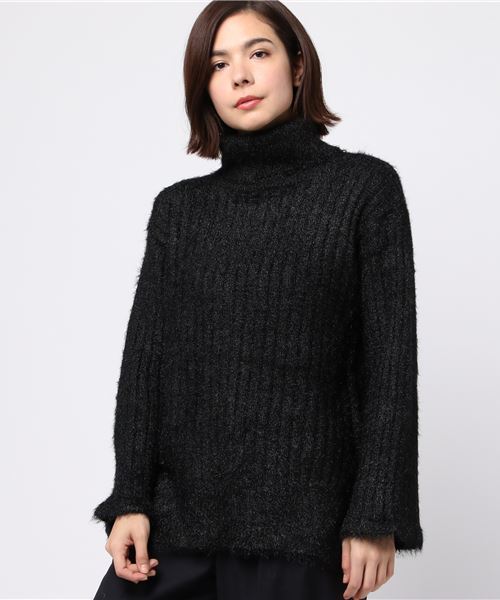 PUNYUS（プニュズ）の「タートルネックシャギーニット（ニット/セーター・レディース・ブラック/ネイビー/ブラウン/レッド・1/2/3/4）」の2枚目の写真
