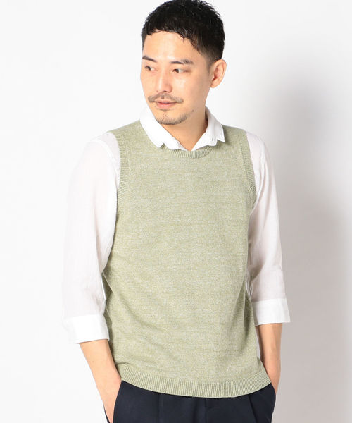 SHIPS（シップス）の「SC: MADE IN JAPAN 8ゲージ クルーネック ニットベスト（ベスト・メンズ・ライトグレー/ネイビー/グリーン/イエロー系その他2・LARGE/MEDIUM/SMALL）」の2枚目の写真