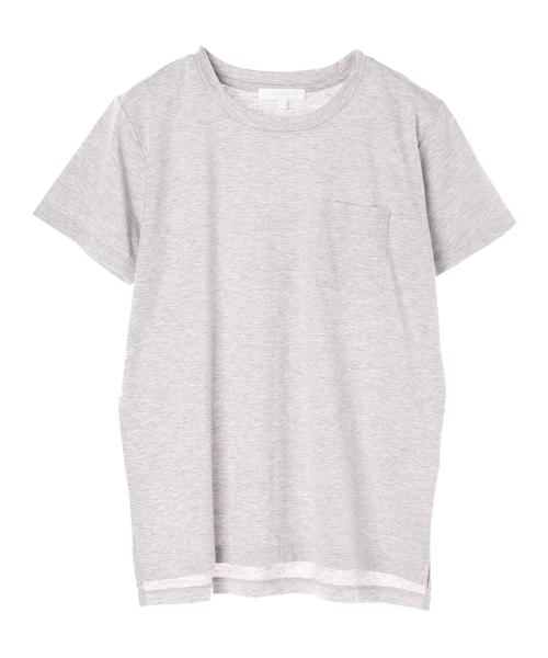 AMERICAN HOLIC(アメリカンホリック)の「・60新彊綿天竺 裾ラウンドポケットTEE★(Tシャツ/カットソー・レディース・オフホワイト/杢グレー/チャコールグレー/ブルーグリーン・L/M)」の6枚目の写真