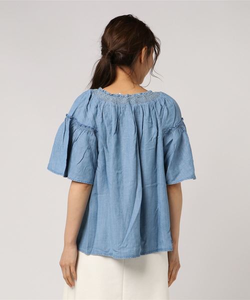 GAP(ギャップ)の「SS SMK NK FLTT(シャツ/ブラウス・レディース・ブルー系その他・XXS/L/XS/S/M)」の3枚目の写真